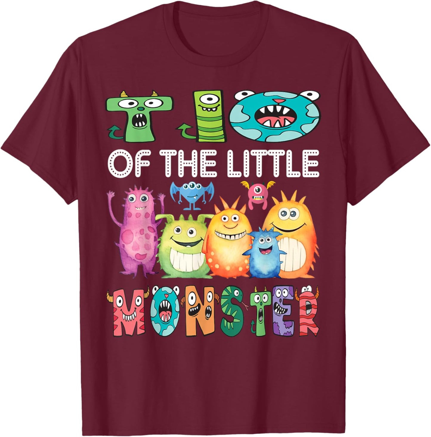 Tio Of The Little Monster Kids 1St Birthday Party T-Shirt - T-Shirt | Maroon