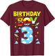 Western Family Birthday Boy Shirt 3 Cowboy 3rd Birthday T-Shirt - T-Shirt | Maroon