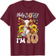 Holy Cow I'm 10 Years Old Farm Cow Sunflowers 10Th Birthday T-Shirt - T-Shirt | Maroon