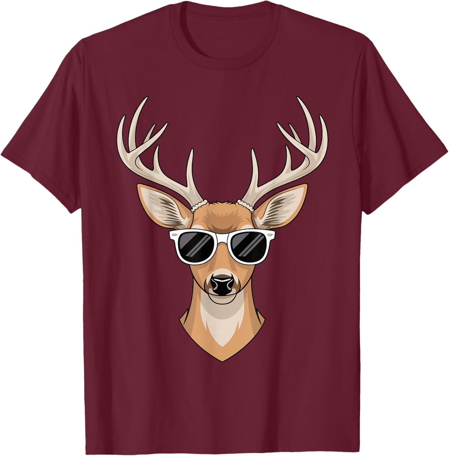Deer Face Sunglasses Funny Deer for Kids T-Shirt - T-Shirt | Maroon