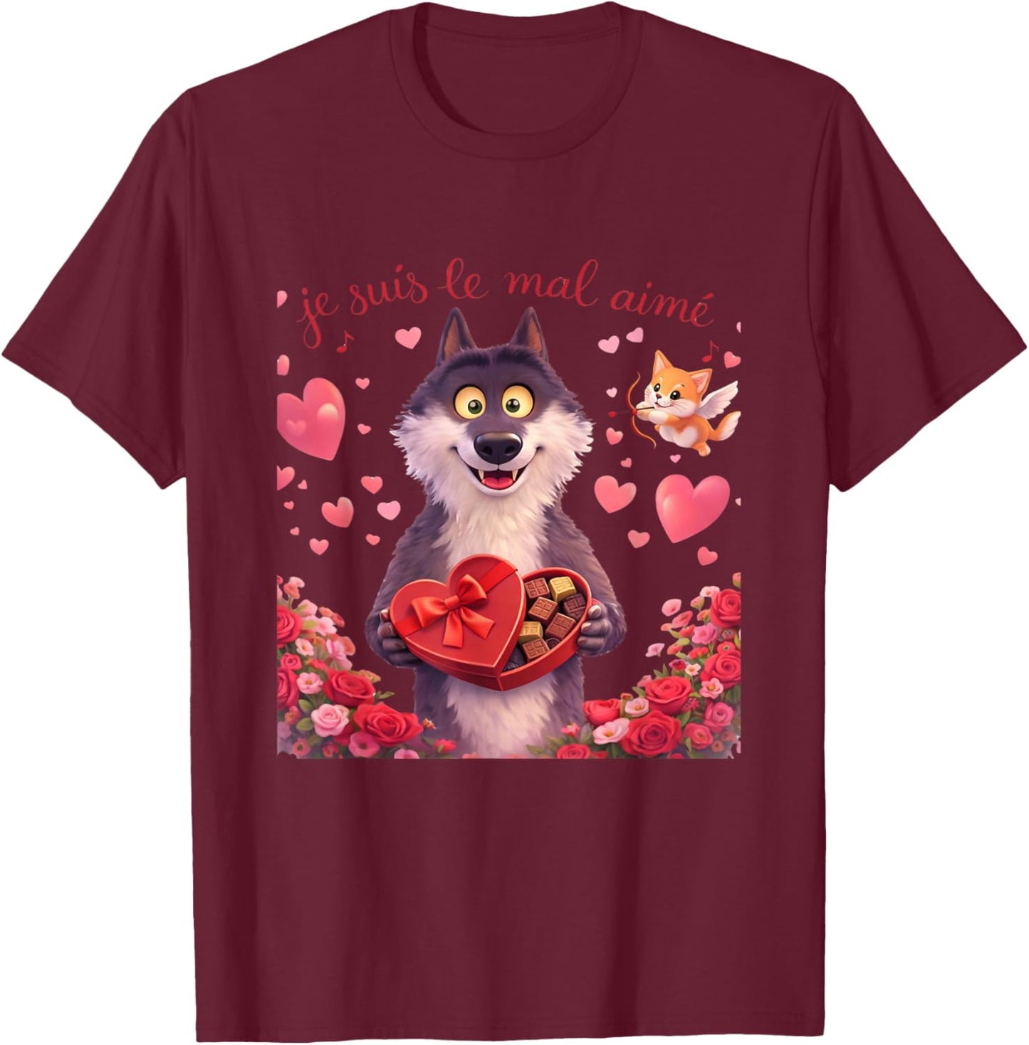 Wolf Le Mal Aimé Gift Lovers' Day Man Woman Child T-Shirt - T-Shirt | Maroon