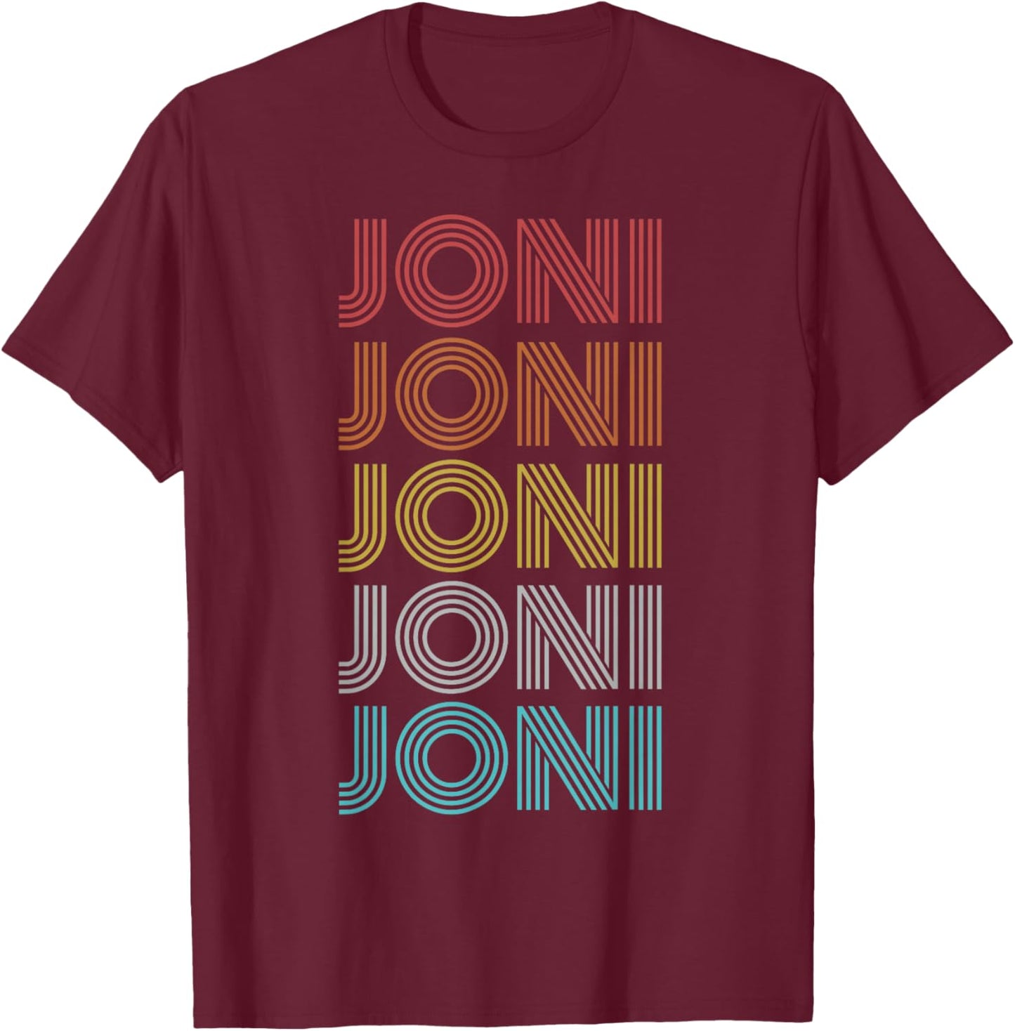 Joni Shirt Vintage Retro Apparel Adults Kids Retro Letter Print Black Small T-Shirt - T-Shirt | Maroon
