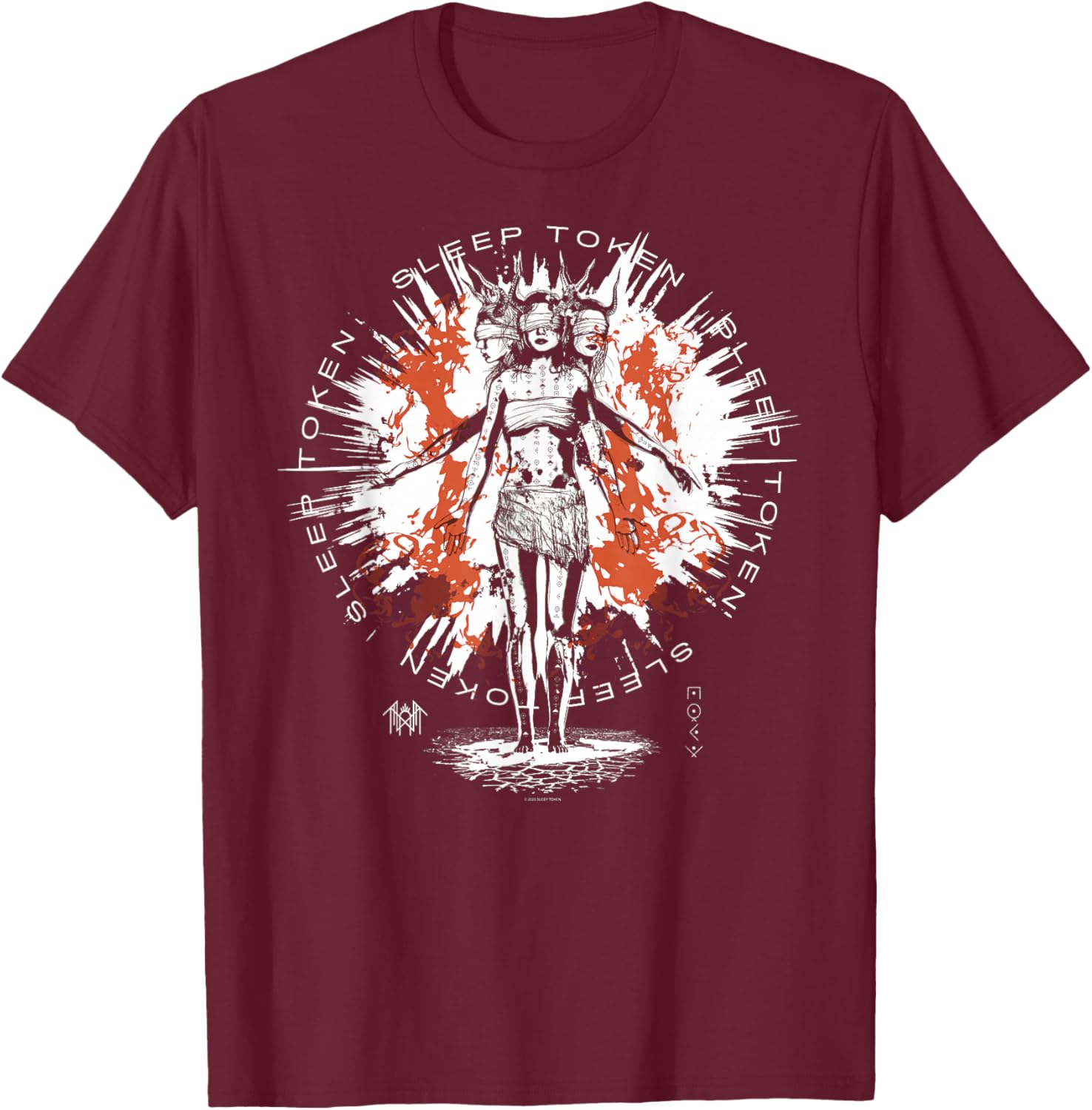 Sleep Token Rain Navy T-Shirt - T-Shirt | Maroon
