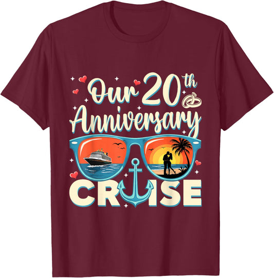 Our 20th Wedding Anniversary Cruise Vacation Couple Matching T-Shirt - T-Shirt | Maroon