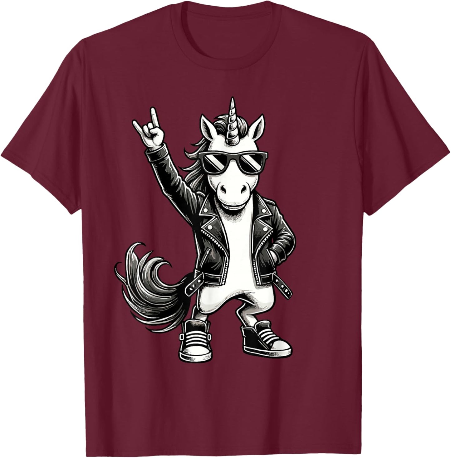 Rock Music, Heavy Metal, Rock Hand | Licorne à Bascule rétro T-Shirt - T-Shirt | Maroon