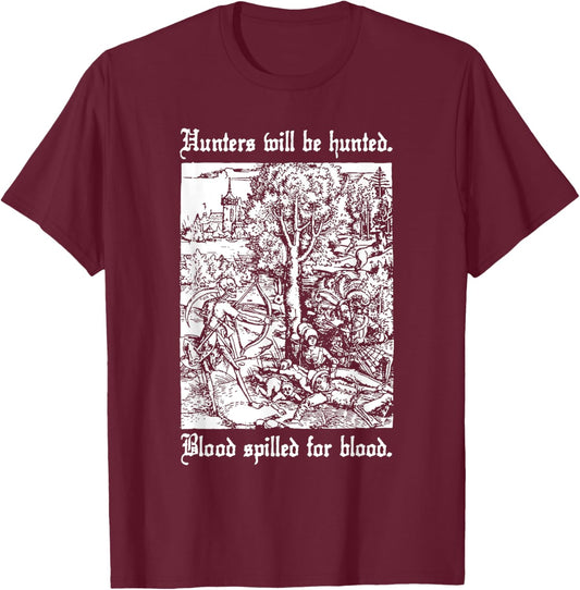 Hunters will be Hunted Animal Liberation T-Shirt - T-Shirt | Maroon