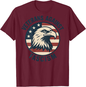 Veterans Against Fascism (On Back Only) T-Shirt - T-Shirt | Maroon