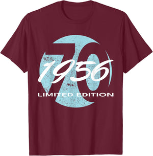 70th Birthday Man Woman 70 Years 1956 Funny Gift T-Shirt - T-Shirt | Maroon