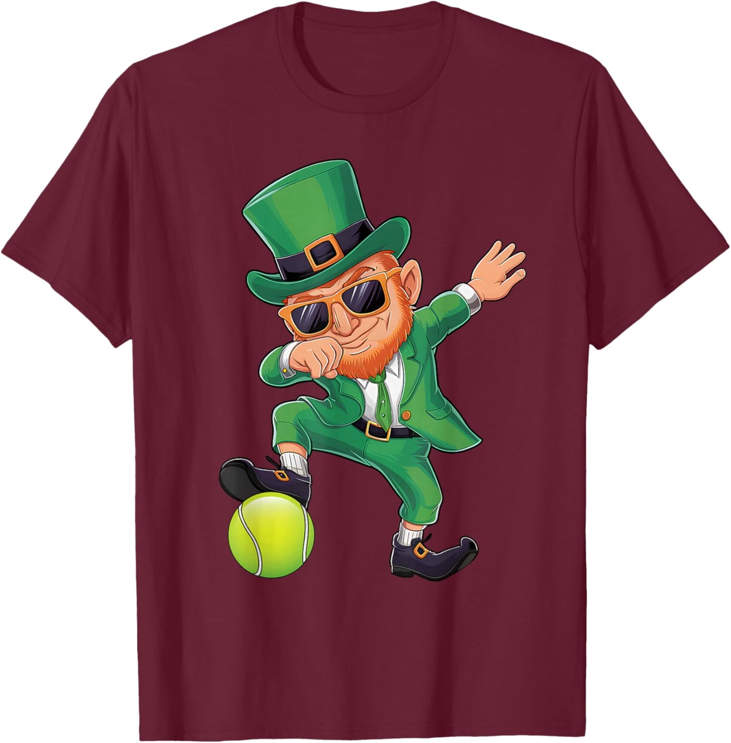 Dabbing Leprechaun St Patricks Day Boys Men Tennis Sport T-Shirt - T-Shirt | Maroon