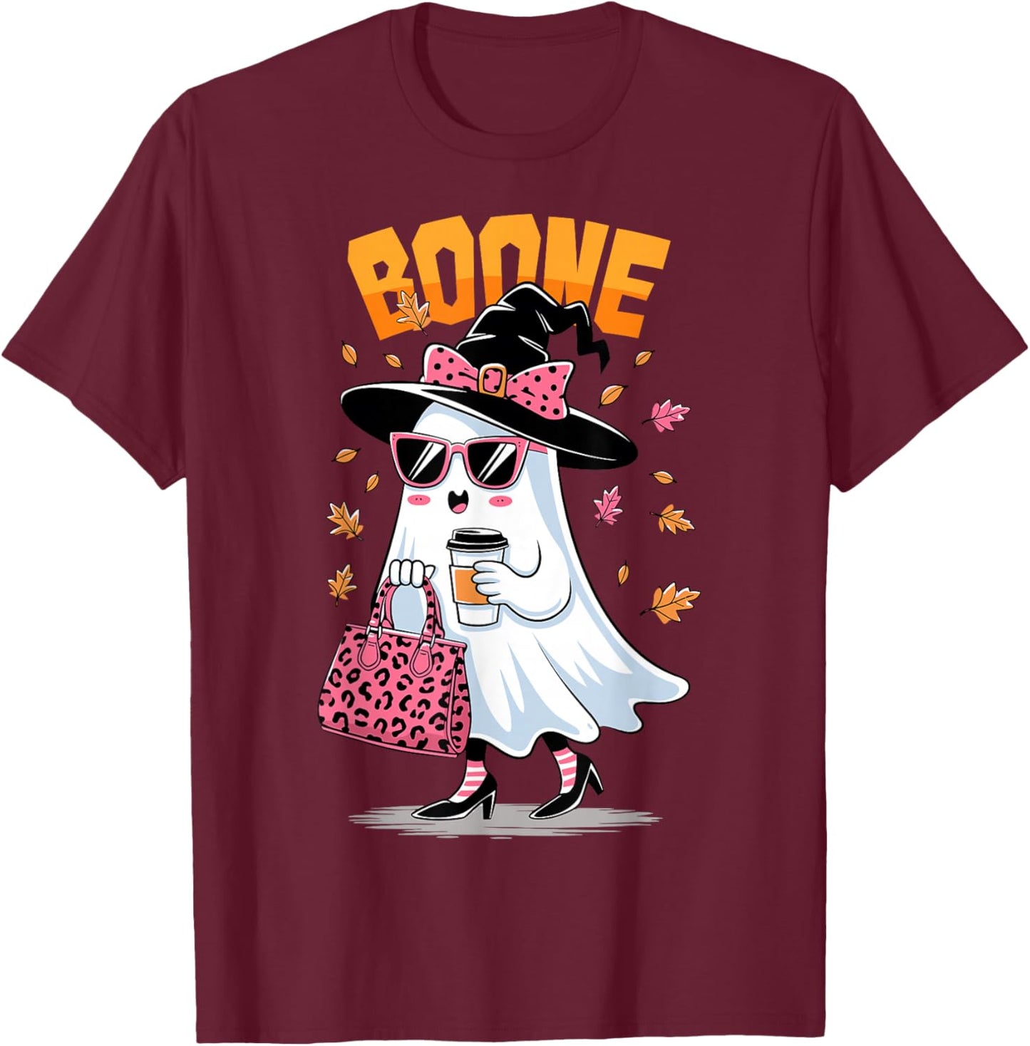 Retro Boo Boone Girls First Name Funny Halloween Ghost 2025 T-Shirt - T-Shirt | Maroon