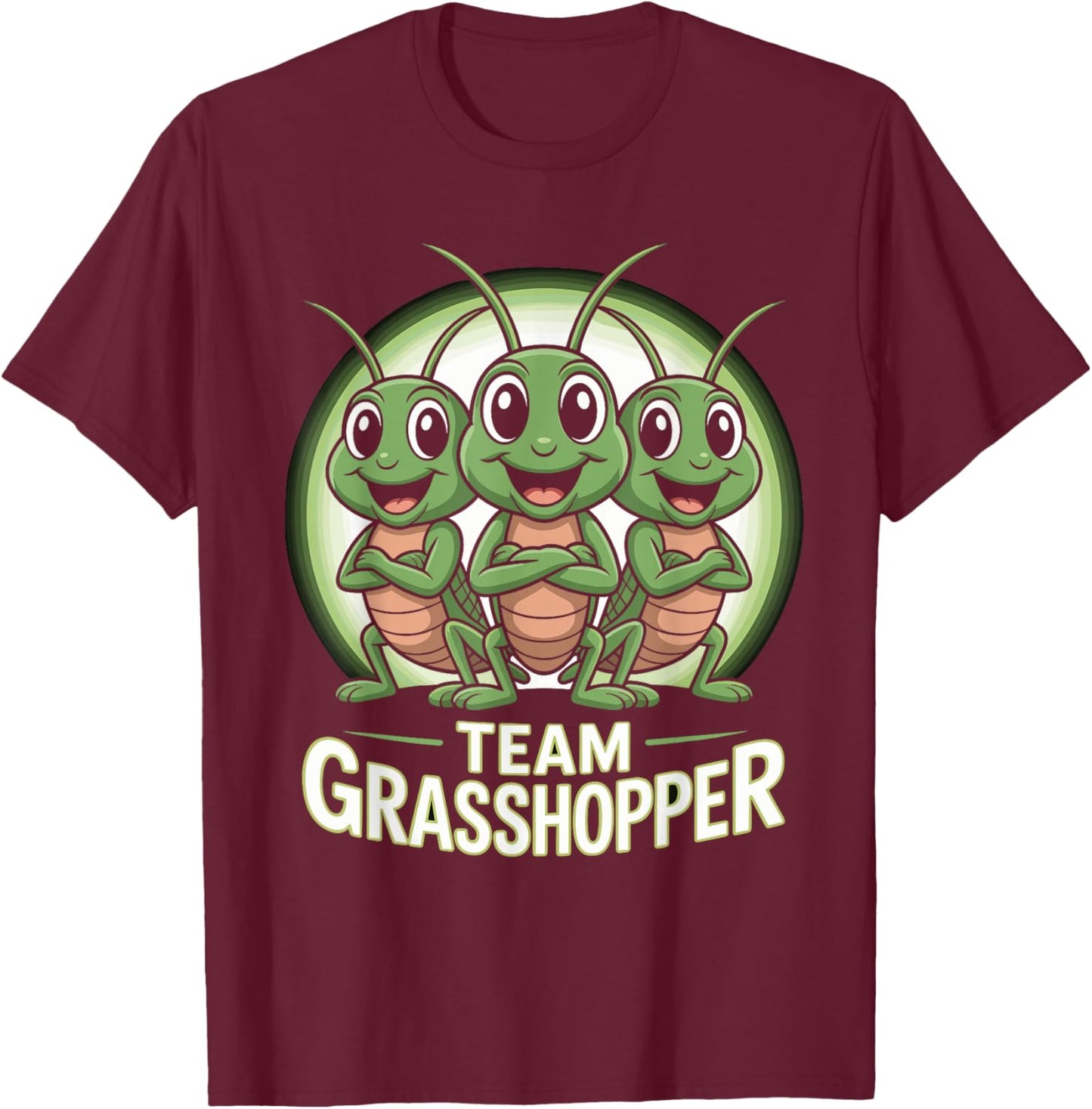 Team Grasshopper Funny Cartoon Insect Kids Party Birthday T-Shirt - T-Shirt | Maroon