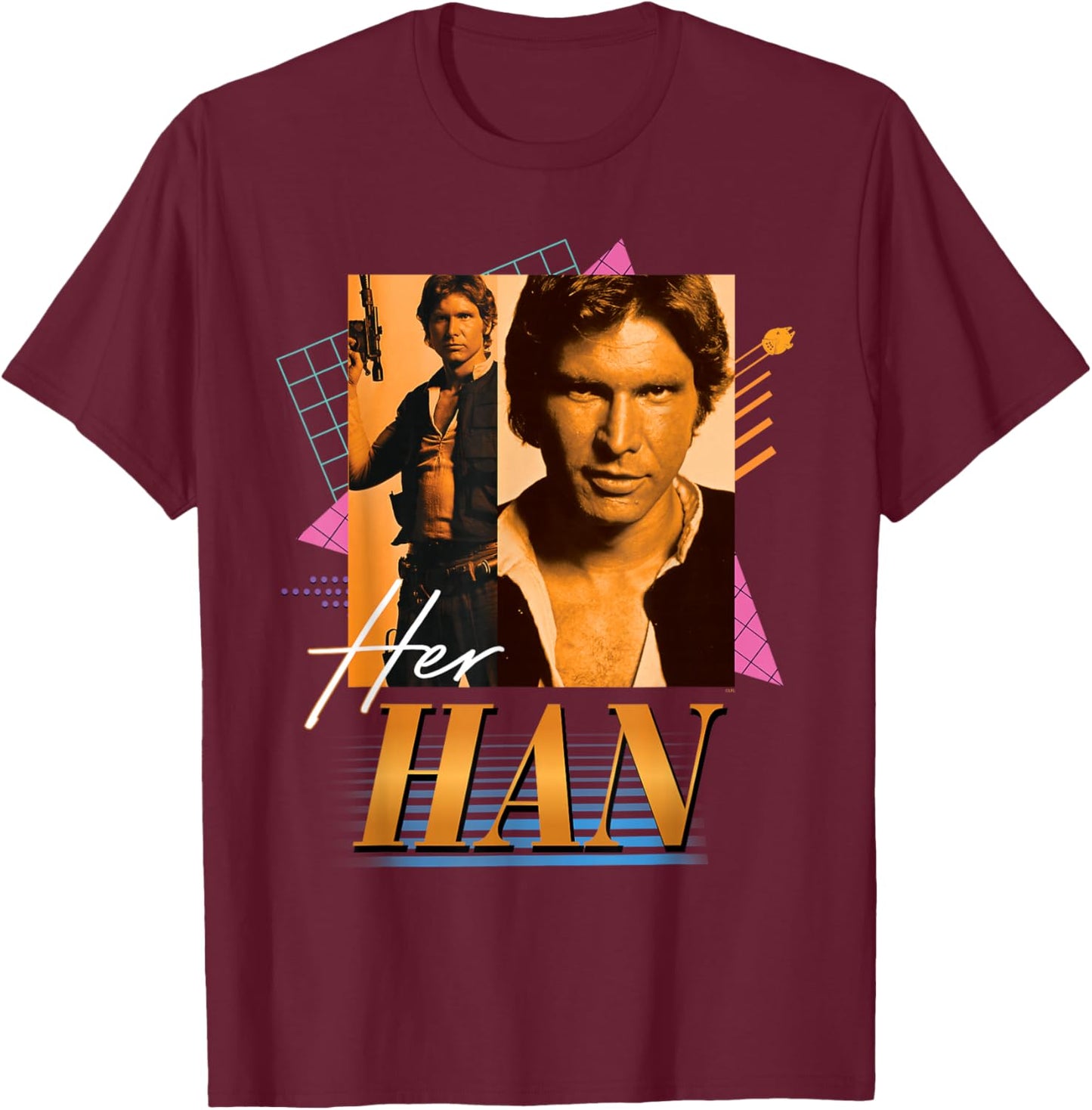 Star Wars Valentine's Day '90s Couples Matching Her Han T-Shirt - T-Shirt | Maroon