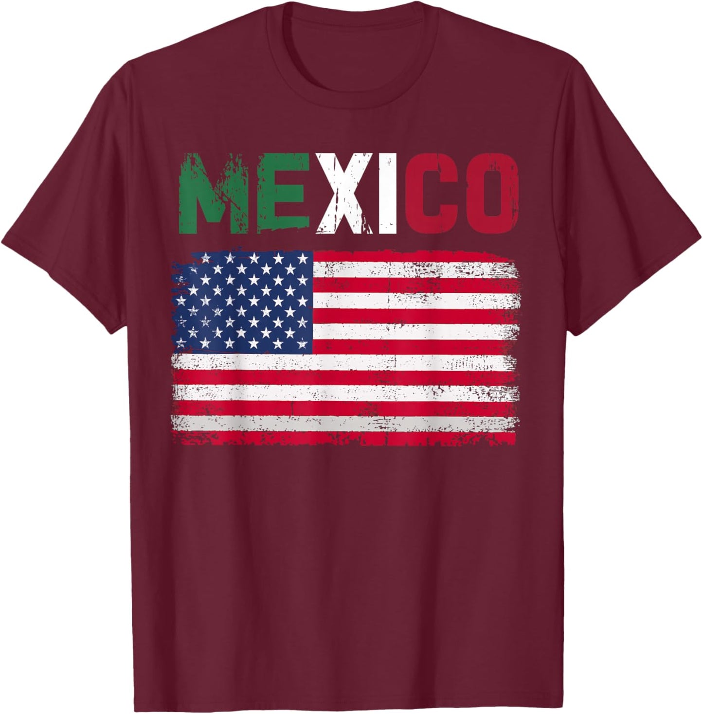 Mexico US Flag Patriot Mexican Flag American Flag T-Shirt - T-Shirt | Maroon