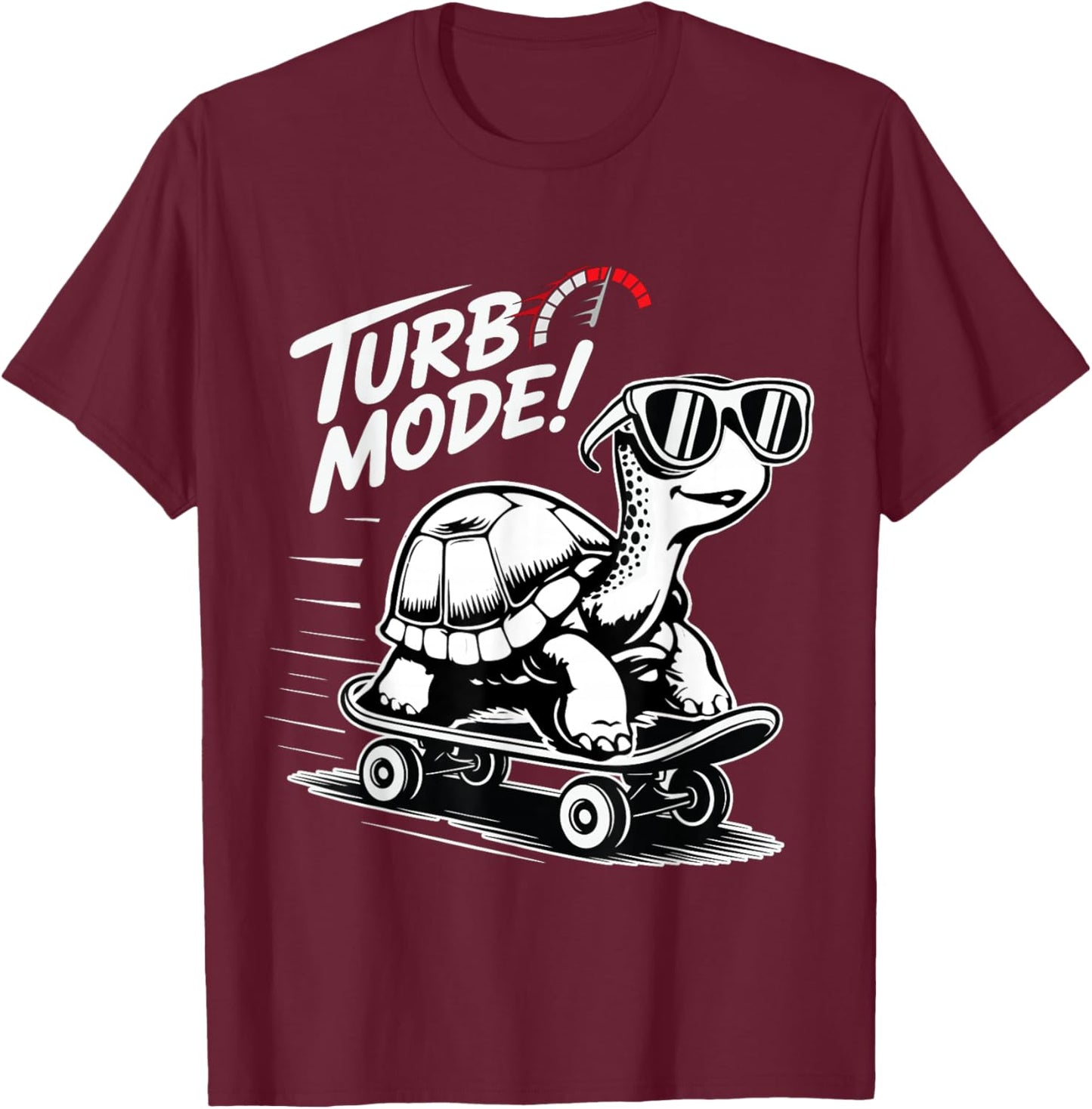 Cool Turtle on Skateboard Funny Turbo Vintage Gift T-Shirt - T-Shirt | Maroon
