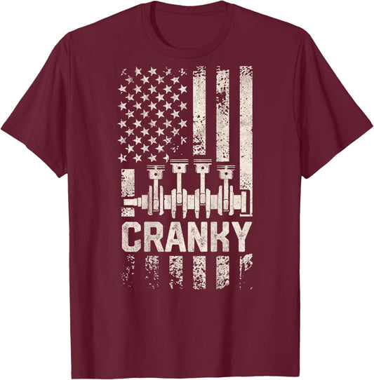 Cranky Car Engine Crankshaft Funny Mechanics for Fathers Day T-Shirt - T-Shirt | Maroon