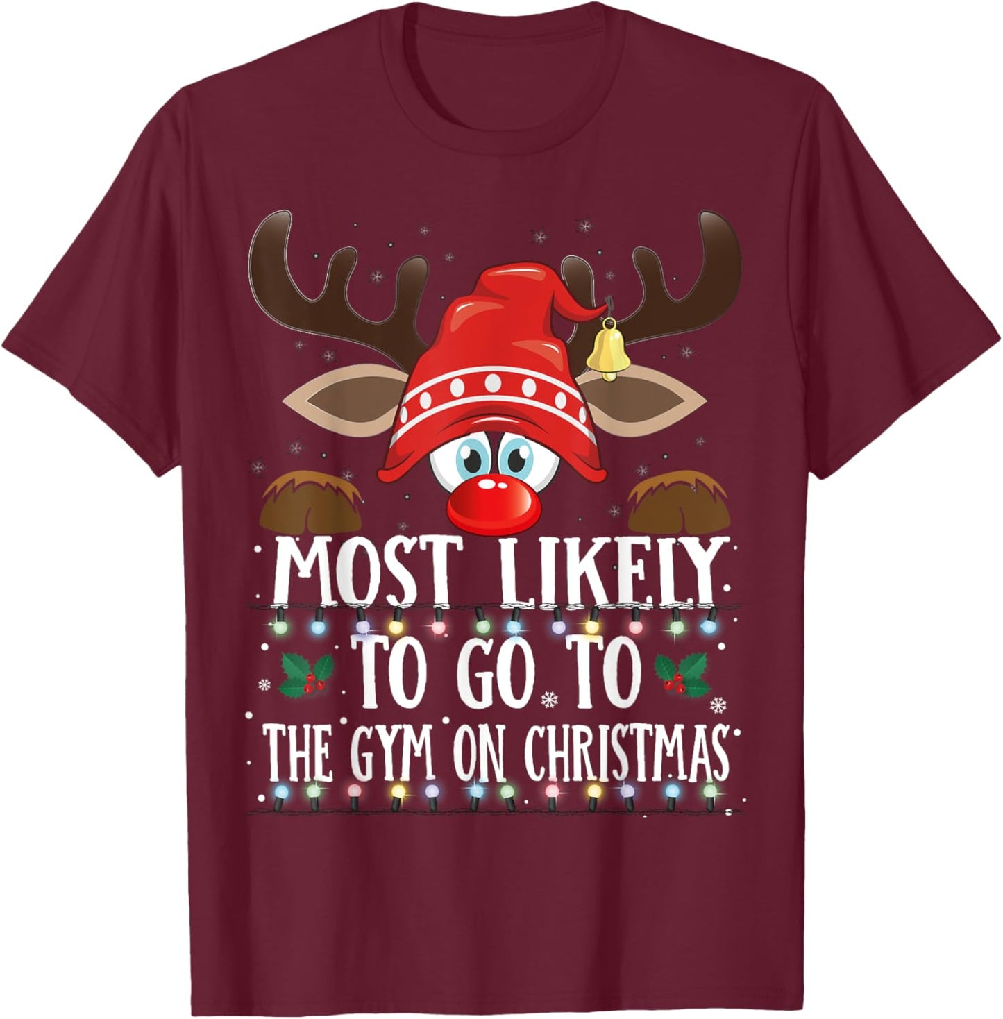 Christmas Matching Most Likely To Go To The Gym PJS T-Shirt - T-Shirt | Maroon