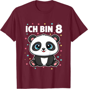 Ich Bin 8 - Süßes Panda Kindergeburtstag Junge Mädchen T-Shirt - T-Shirt | Maroon