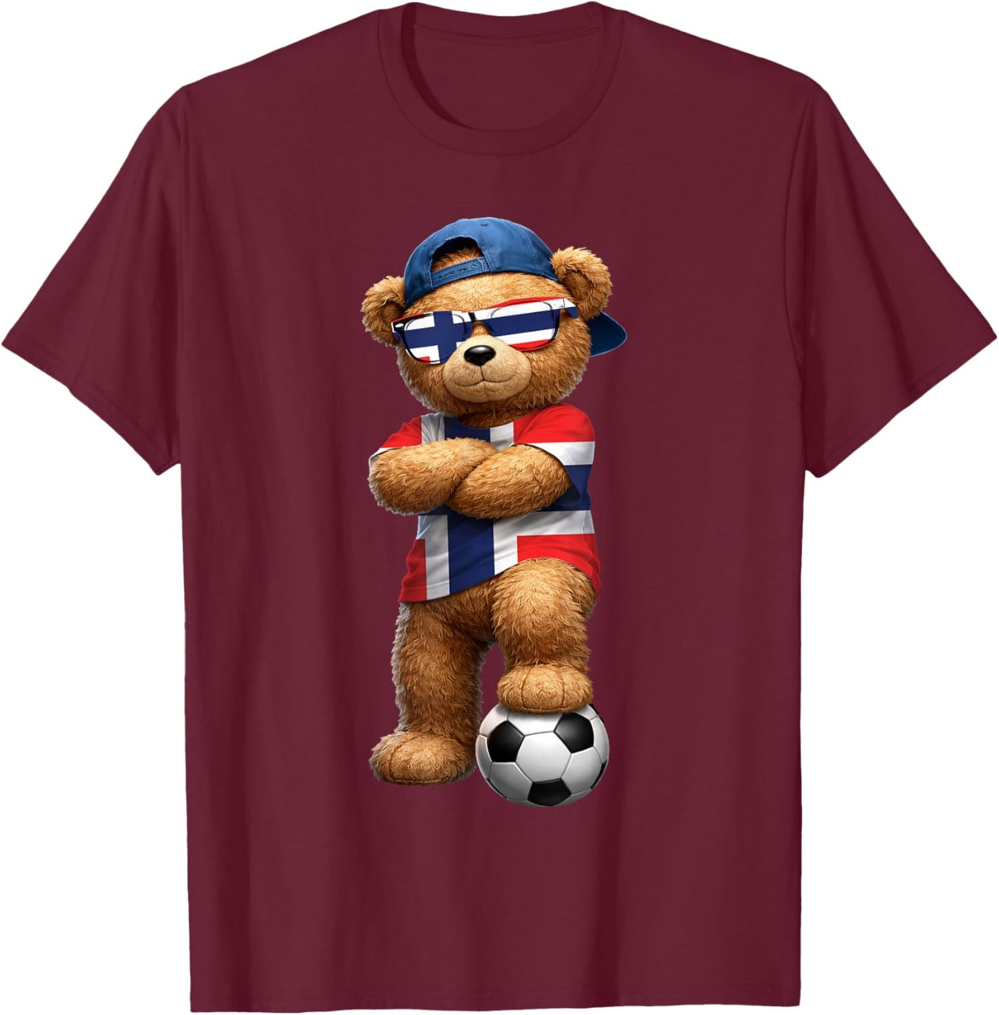 Norwegian Flag Teddy Player Sports Outfit for Norway T-Shirt - T-Shirt | Maroon