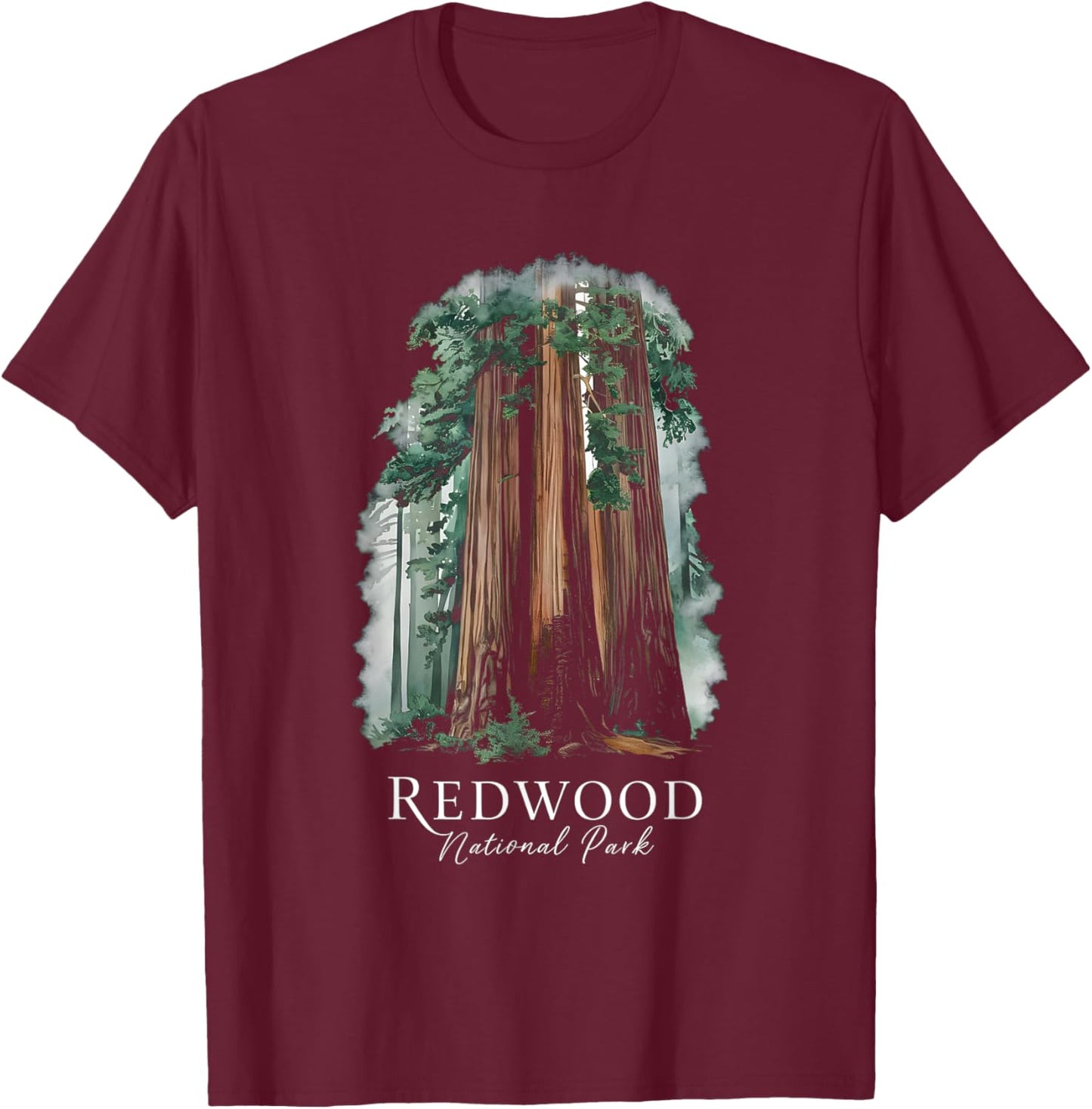 Redwood National Park Souvenir California Outdoors Nature T-Shirt - T-Shirt | Maroon