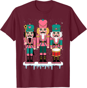 Pink Nutcracker Squad Xmas Pink Christmas Pajamas Women Kids T-Shirt - T-Shirt | Maroon