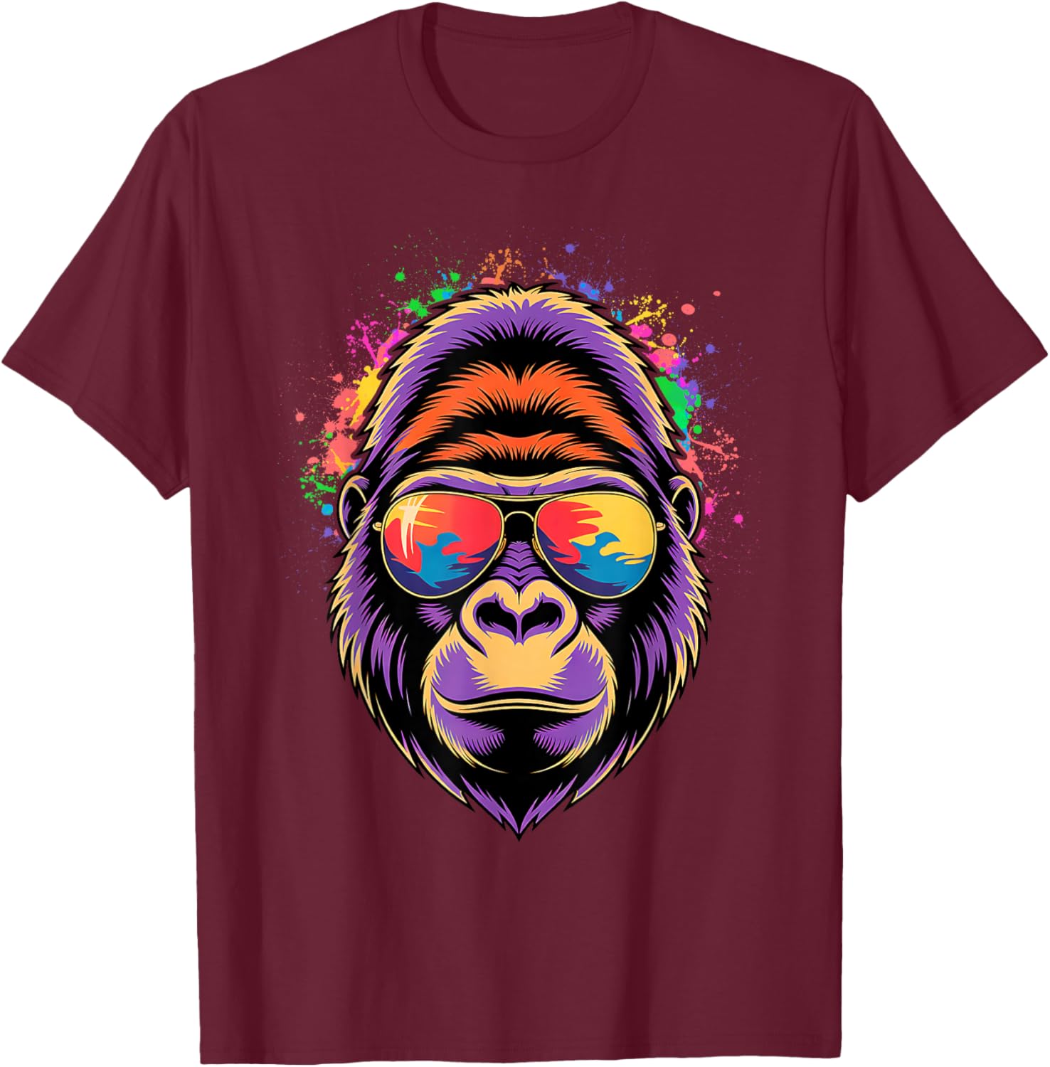 Funny Gorilla Sunglasses T-Shirt - T-Shirt | Maroon