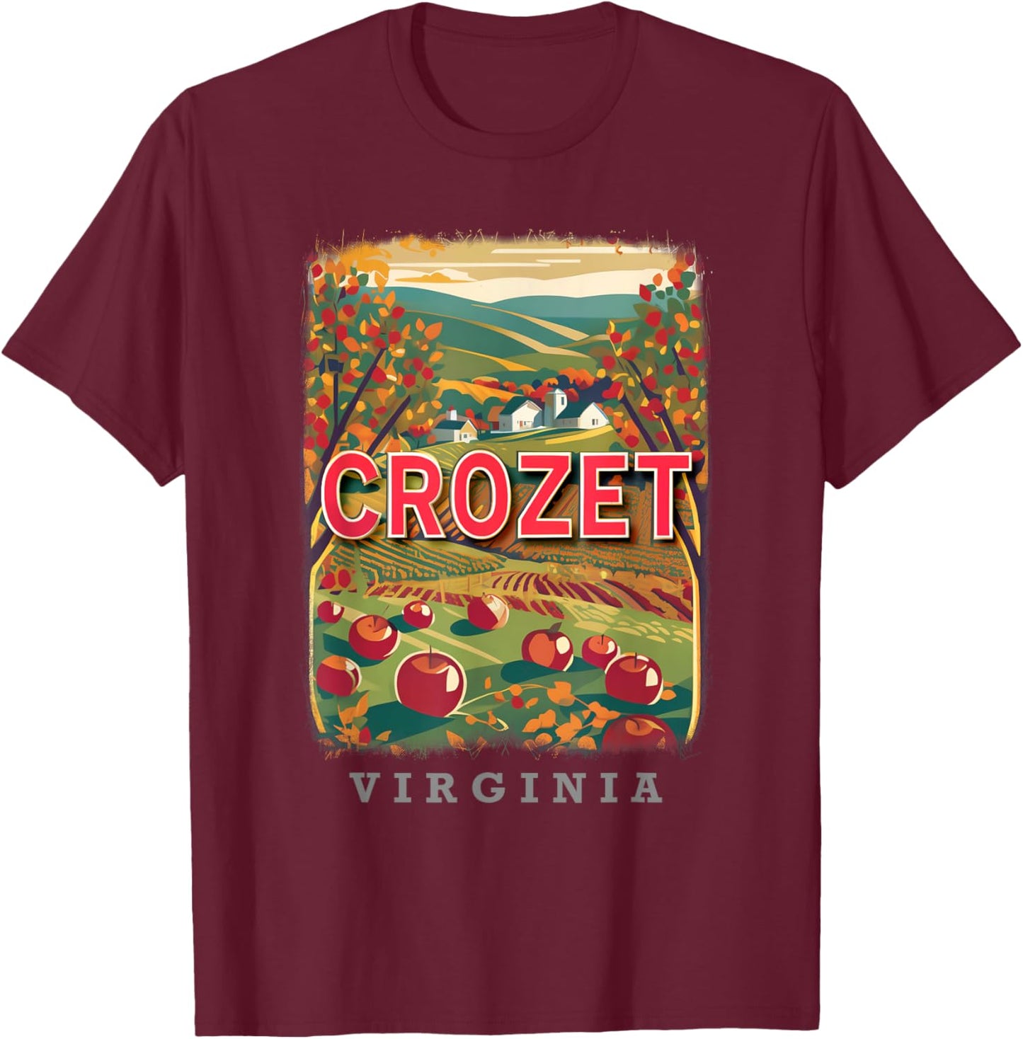 Crozet Virginia VA Orchard Bounty SD048 T-Shirt - T-Shirt | Maroon
