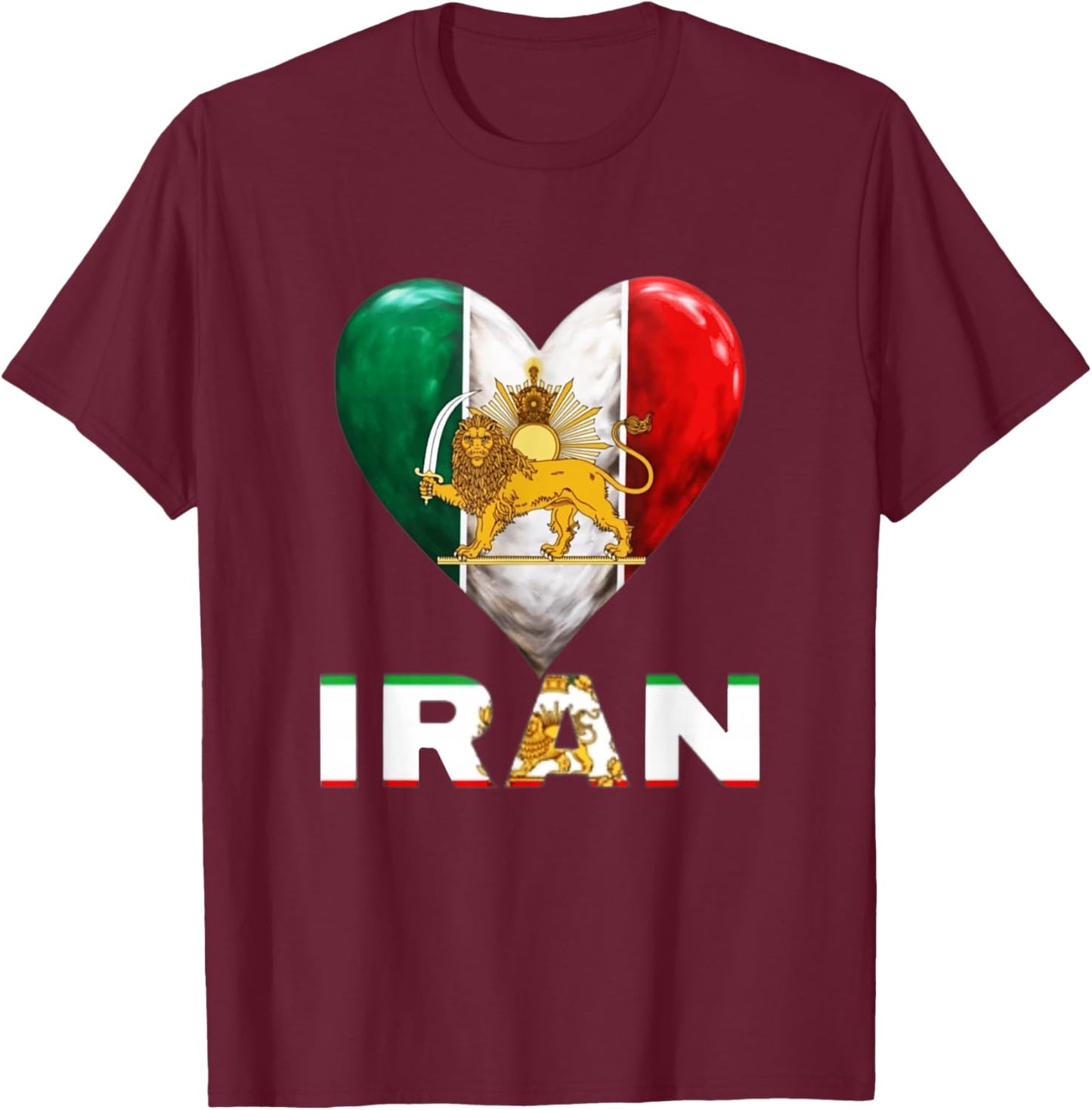Shir o Khorshid Iran Löwe & Sonne Persisches Emblem Iranische Flagge T-Shirt - T-Shirt | Maroon