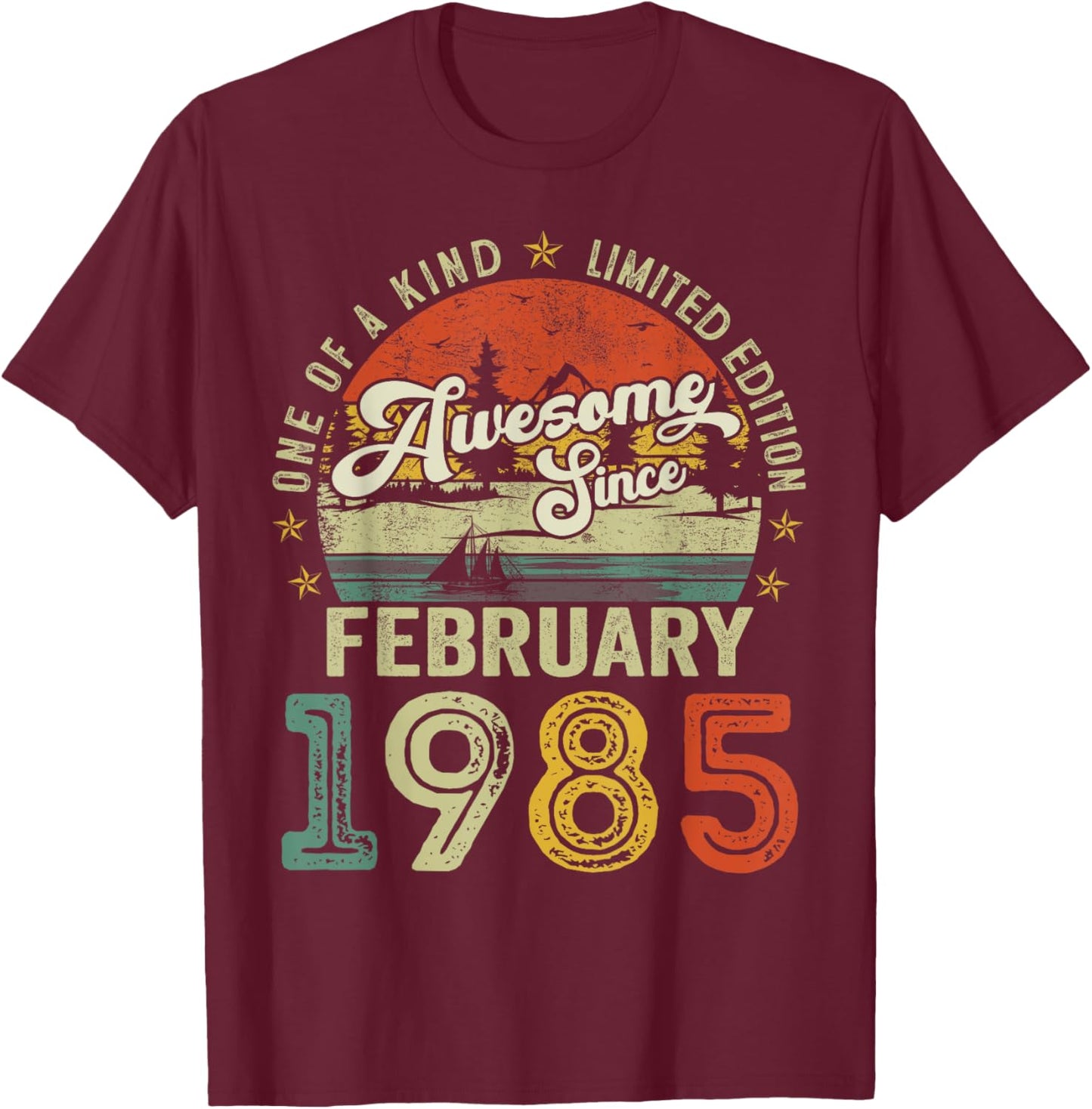 Awesome Since February 1985 Vintage Retro 40th Birthday Men T-Shirt - T-Shirt | Maroon