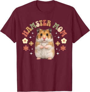 Hamster Mom Groovy Hamster Mama Hamster Owner Hamster Lover T-Shirt - T-Shirt | Maroon