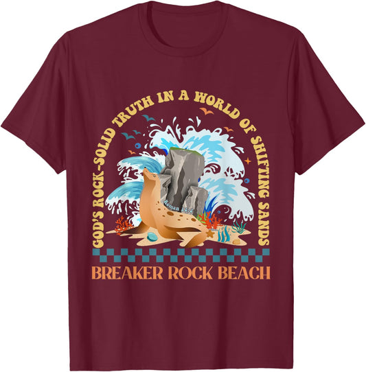 God's Rock-Solid Breaker Rock Beach VBS 2024 Christian Women Girls Kids T-Shirt - T-Shirt | Maroon