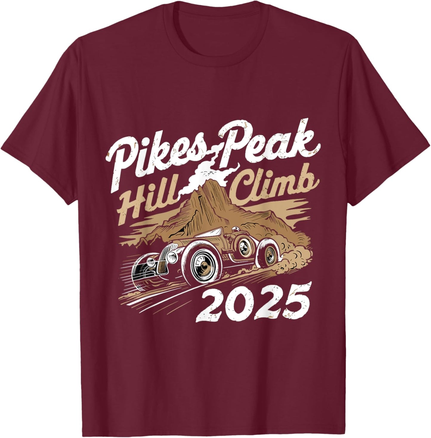 Pikes Peak Hill Climb Funny Colorado Car Race Retro Souvenir T-Shirt - T-Shirt | Maroon
