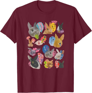 Y2K Bunny 90s Harajuku Japanese Sticker Bunny Meme Design T-Shirt - T-Shirt | Maroon