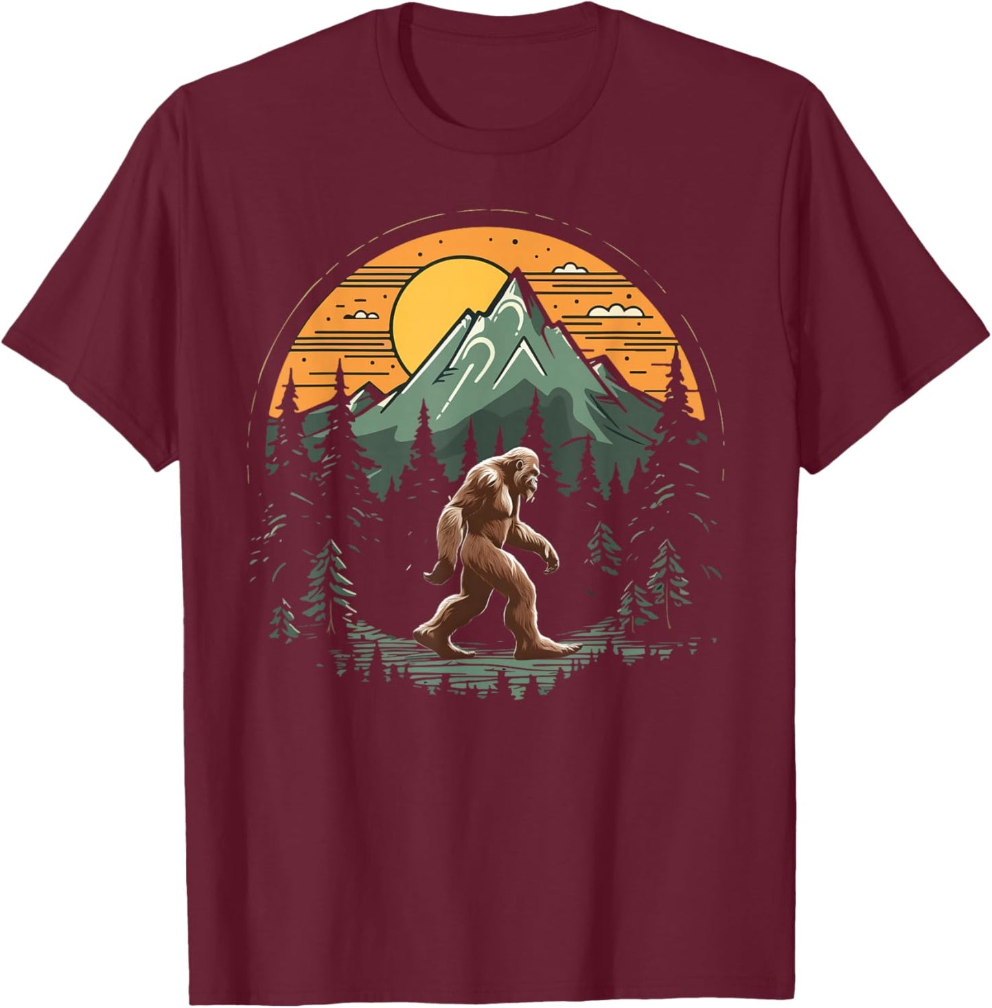Bigfoot Believer Silhouette Sasquatch Hide And Seek T-Shirt - T-Shirt | Maroon