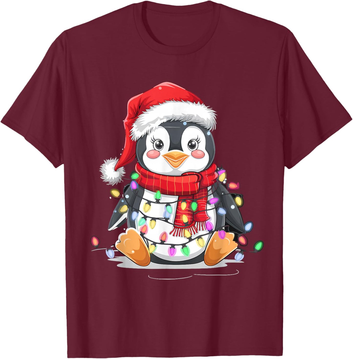 Christmas Penguin T-Shirt - T-Shirt | Maroon