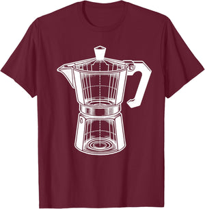 Moka Pot Vintage Coffee Maker Espresso Lovers T-Shirt - T-Shirt | Maroon