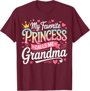 My Favorite Princess Calls Me Grandma Cute Family T-Shirt - T-Shirt | Maroon