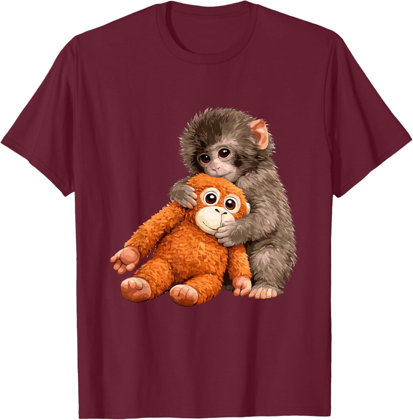 Cute Monkey Punch Baby Japanese Monkey T-Shirt - T-Shirt | Maroon