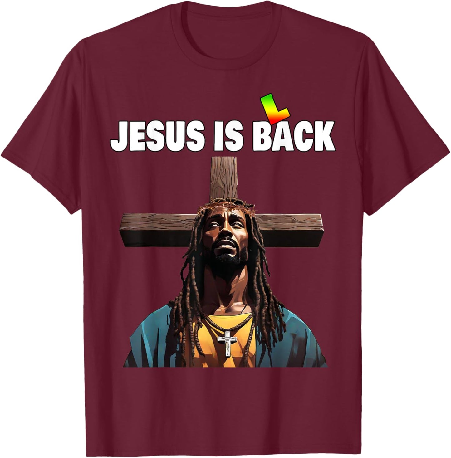 Black Jesus Christ T-Shirt - T-Shirt | Maroon