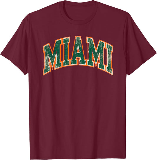 Miami Classic Block Typography Graphic T-Shirt - T-Shirt | Maroon