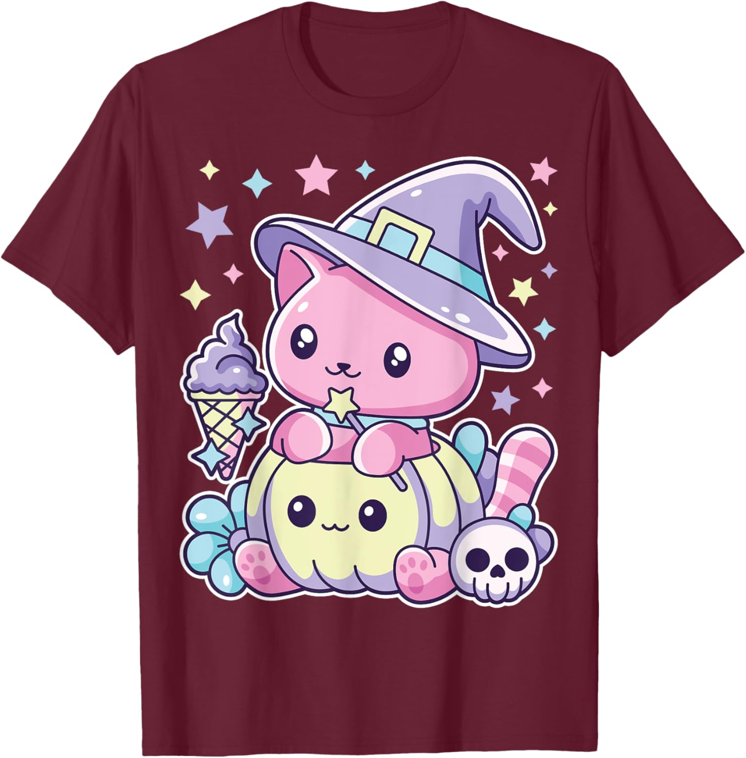 Spooky Halloween Kitty Witch Cat Animal Pumpkin Girl Toddler T-Shirt - T-Shirt | Maroon