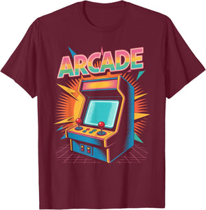 Arcade Retro Vibes Gaming Machine Fun T-Shirt - T-Shirt | Maroon
