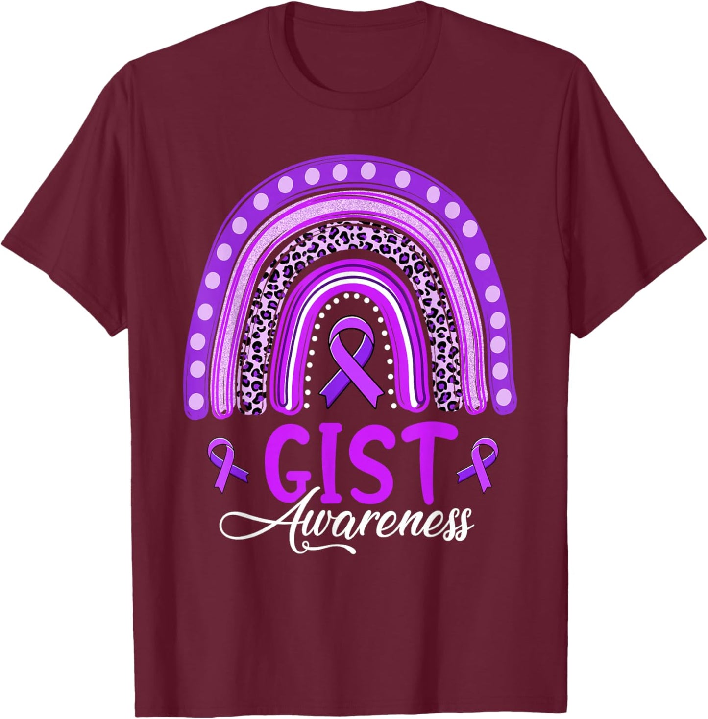 We Wear Purple Rainbow GIST Awareness T-Shirt - T-Shirt | Maroon