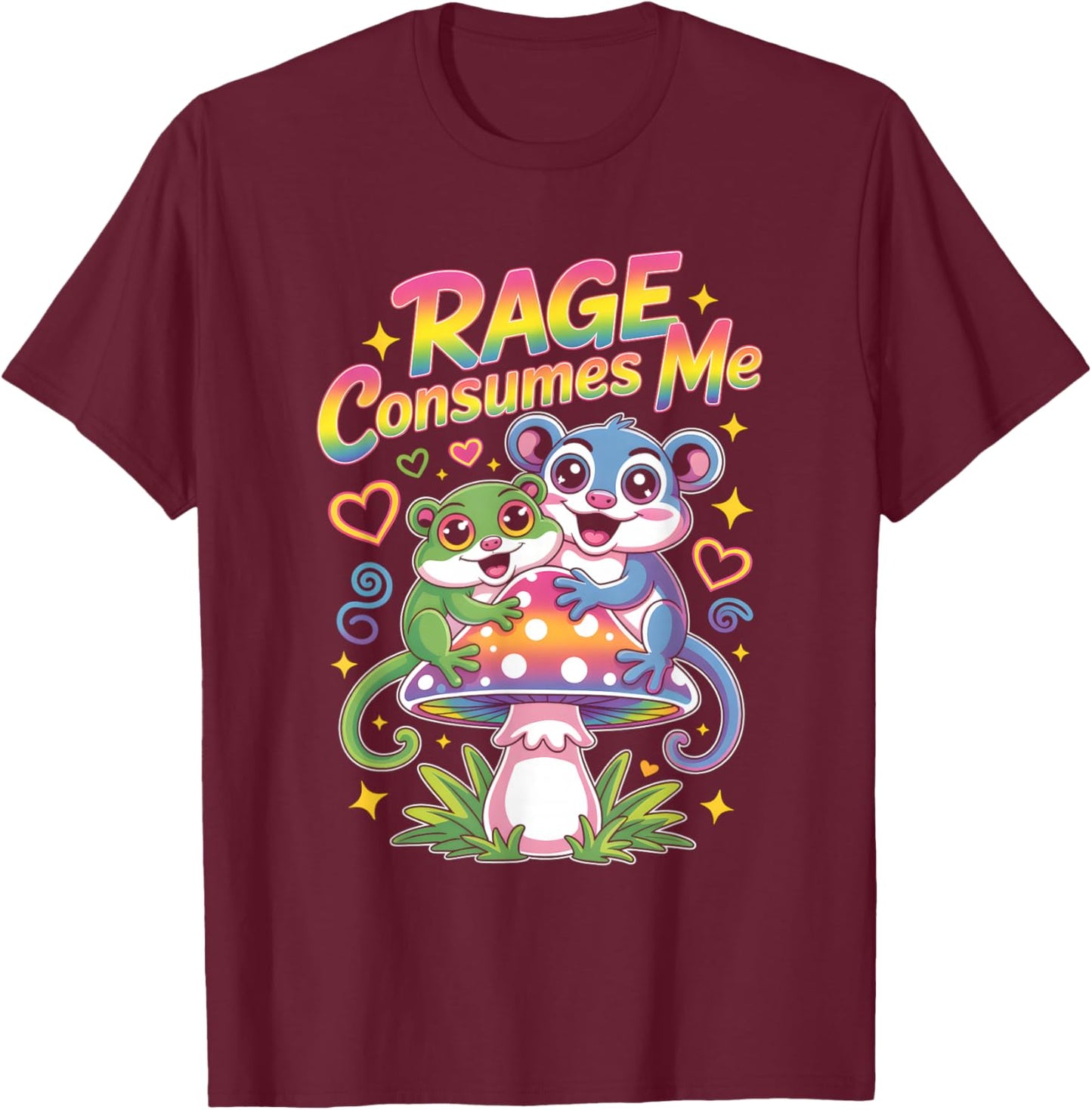 Rage Consumes Me T Shirt Cute Possum Meme T-Shirt - T-Shirt | Maroon