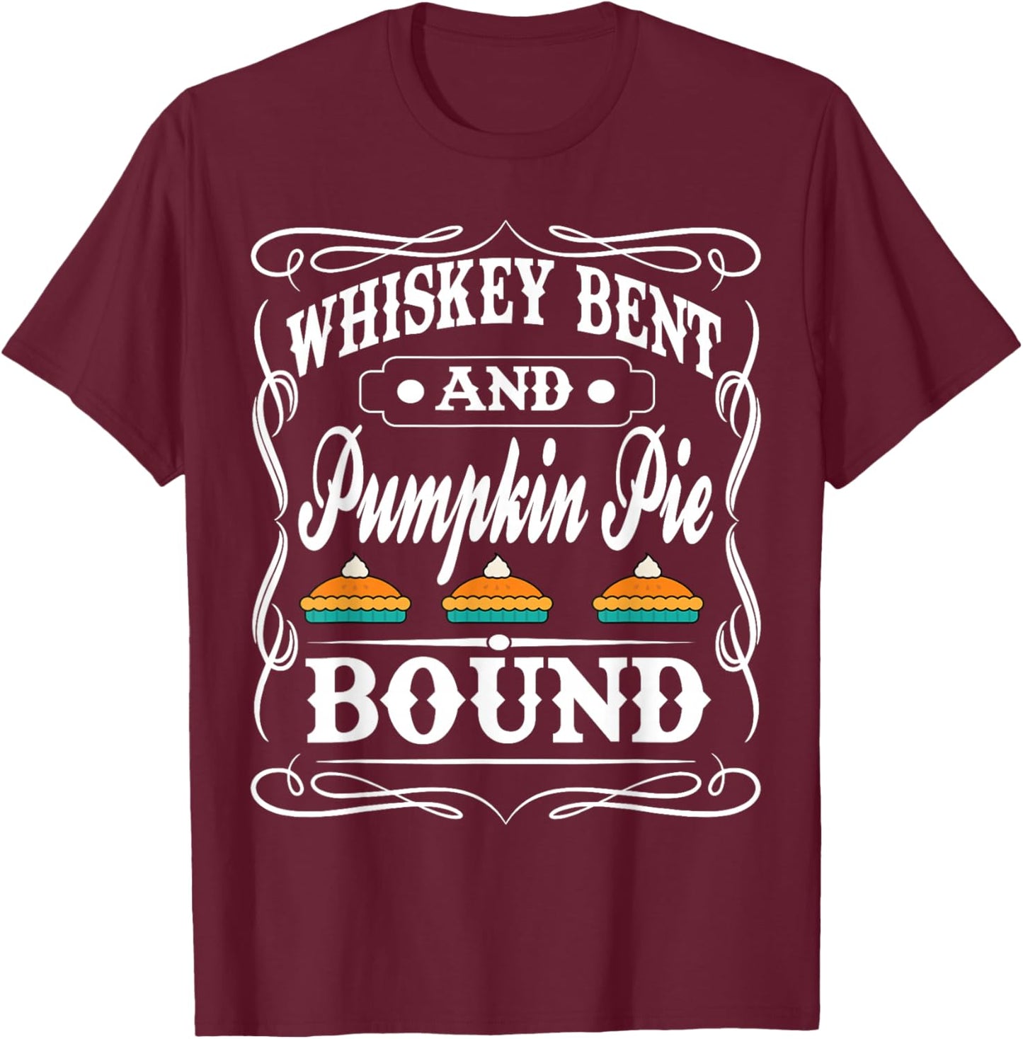 Whiskey & Thanksgiving - Funny Turkey Day Drinking T-Shirt - T-Shirt | Maroon