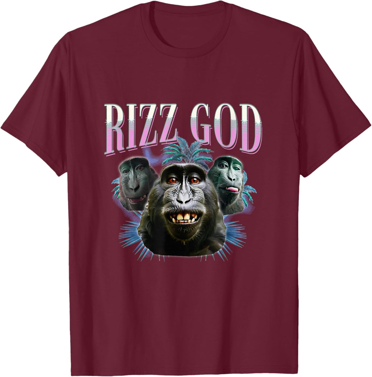 Rizz God Funny Monkey Rizzler Meme Skibidi Sigma Teen Boy T-Shirt - T-Shirt | Maroon