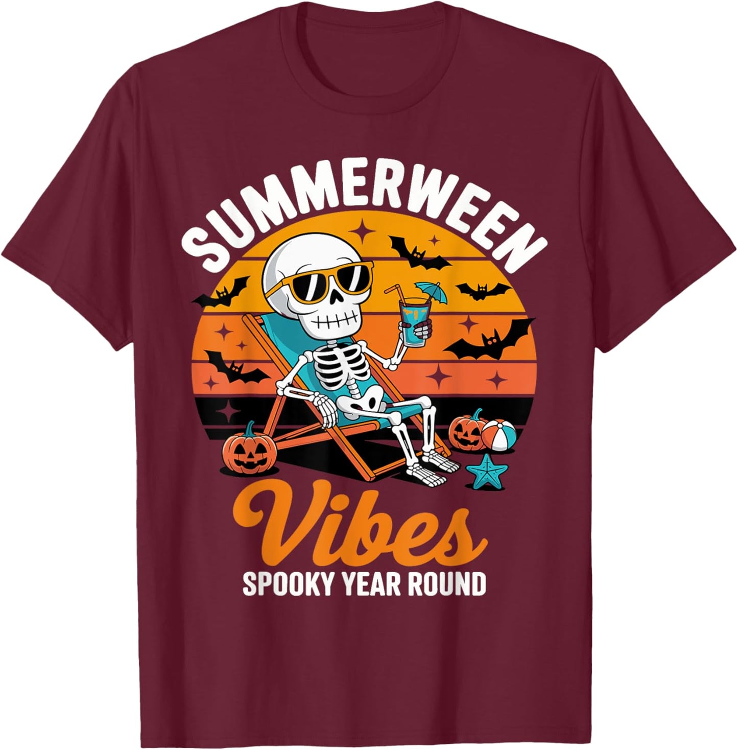 Summerween Spooky Summer summerween party Halloween Summer T-Shirt - T-Shirt | Maroon
