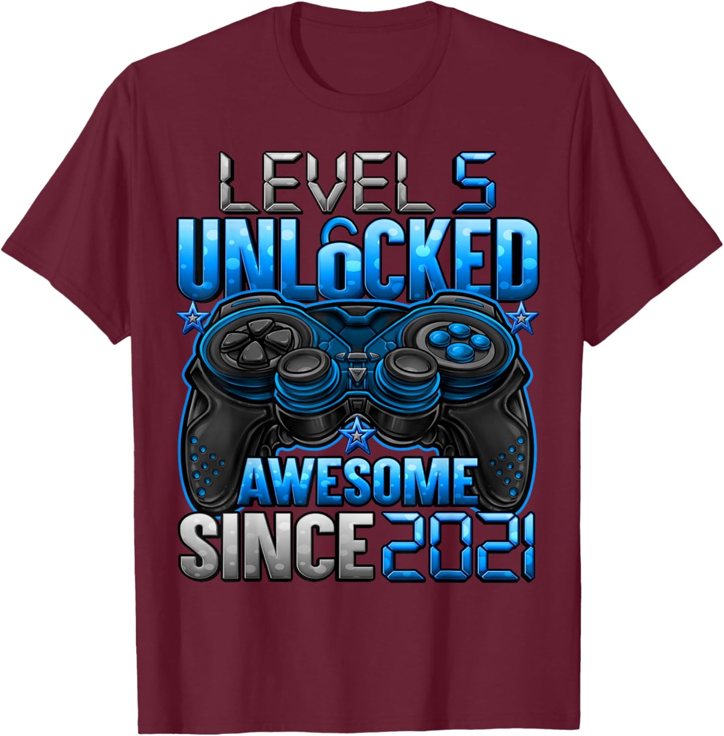Level 5 Unlocked 5 Year Old Gifts for Boys 5th Birthday Boy T-Shirt - T-Shirt | Maroon