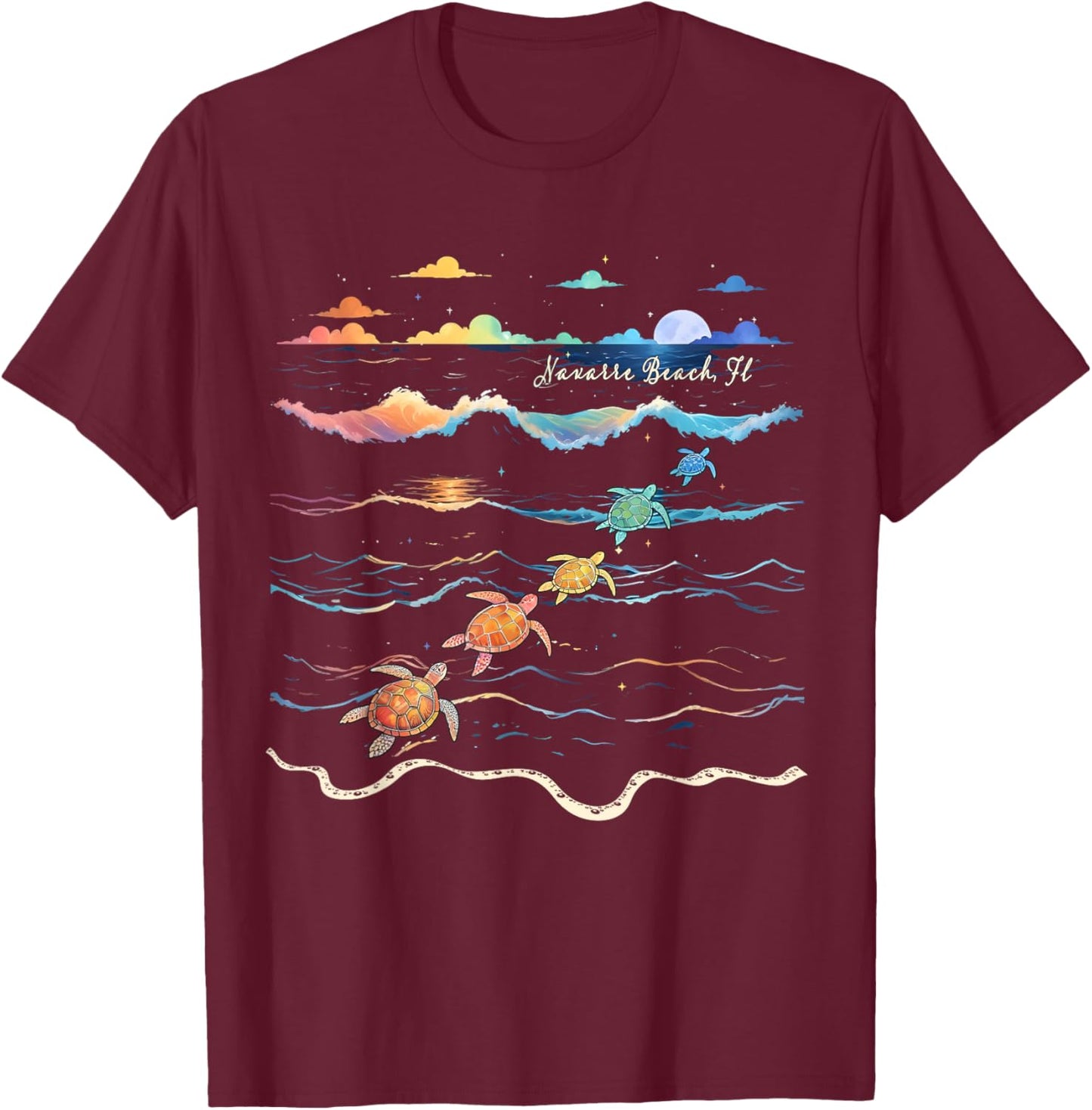 Navarre Beach Florida Sea Turtle Lover Beach Vacation Women Kids T-Shirt - T-Shirt | Maroon