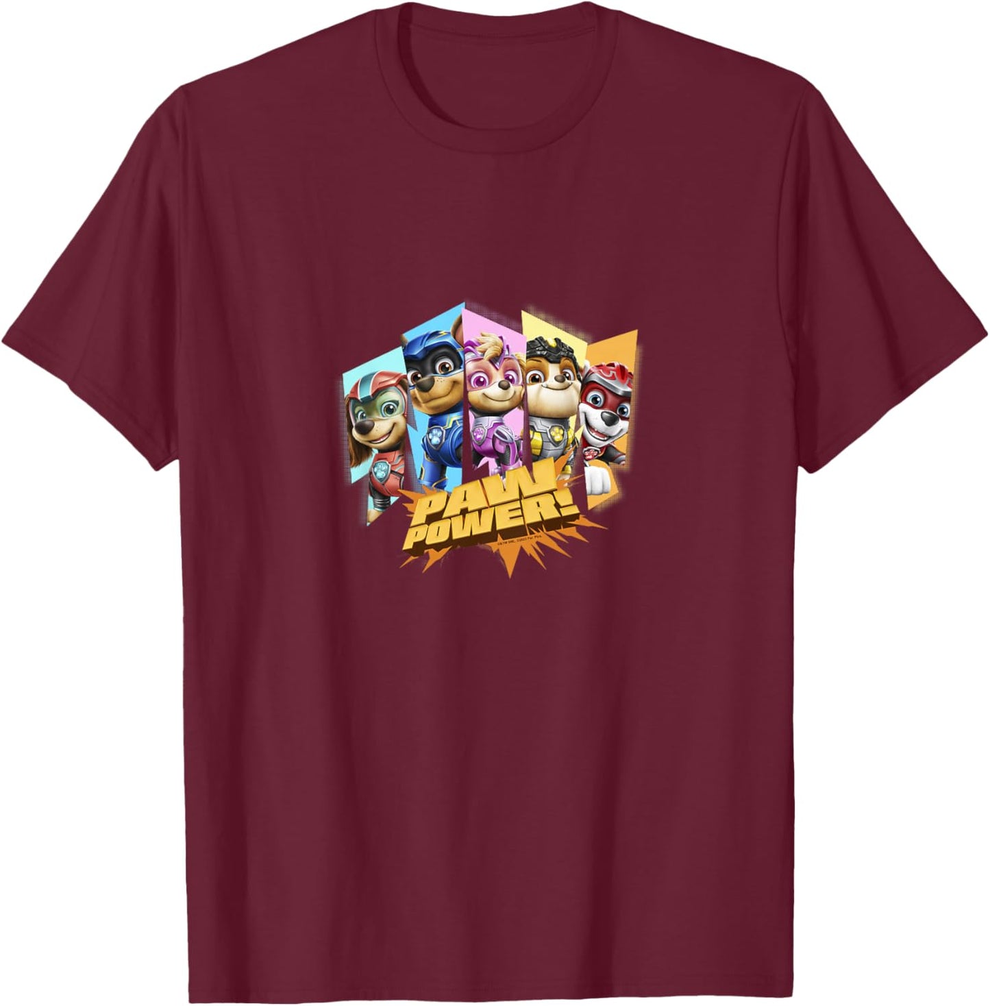 Kids PAW Patrol: The Mighty Movie Paw Power Stripes Poster T-Shirt - T-Shirt | Maroon