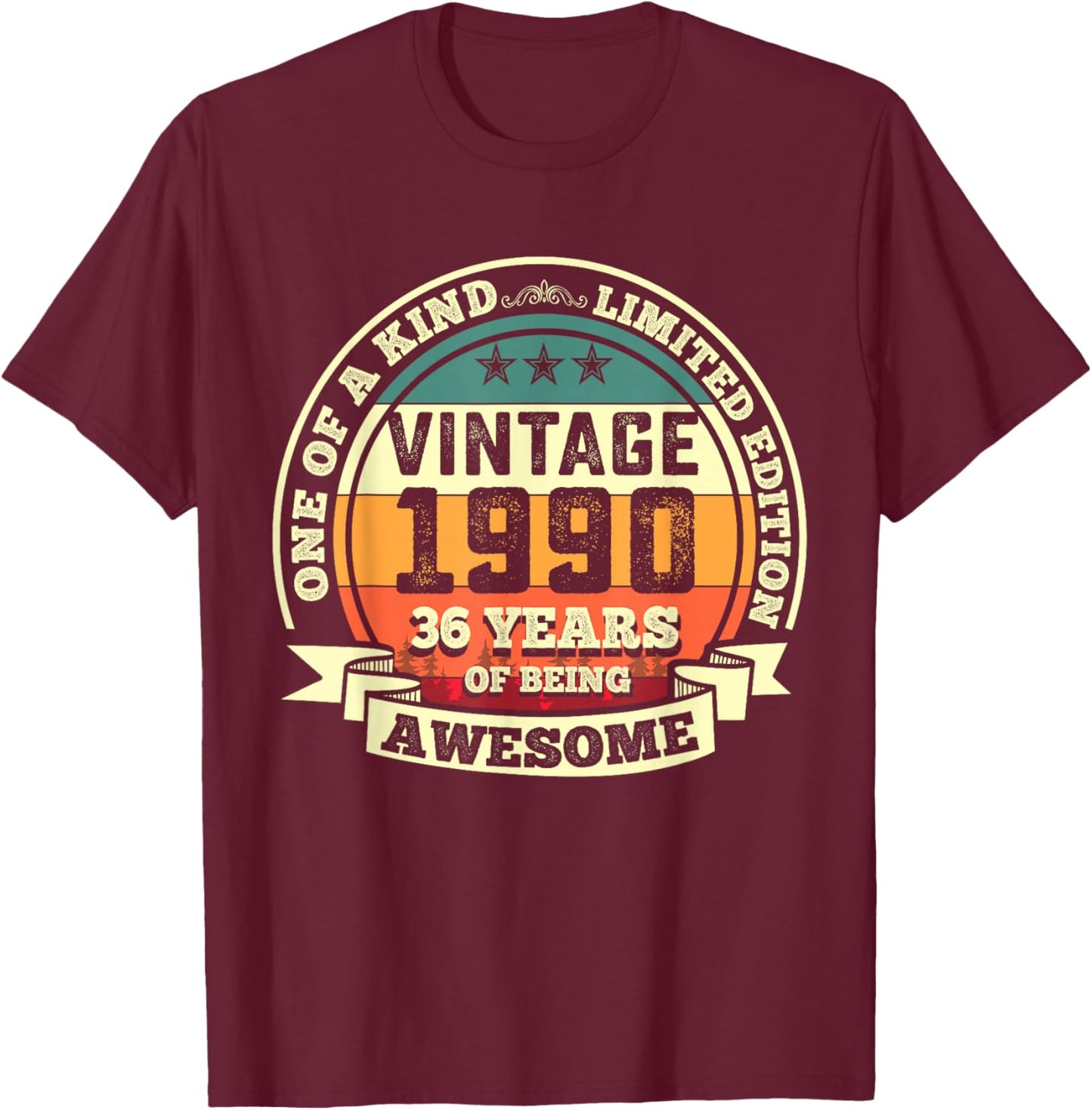 36th Birthday Gift 36 Years of Being Awesome 36 Years Old T-Shirt - T-Shirt | Maroon